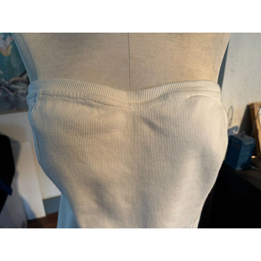 By Anthropologie White Ribbed Strapless Tube Top - Sculpting Paneled Seams Lg